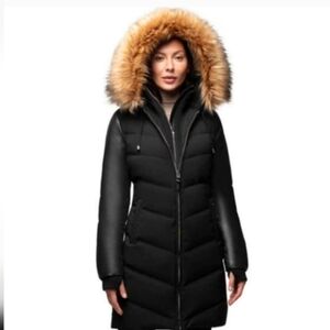 RUDSAK Black Puffer Coat with Faux Fur Hood Size Small NWT
